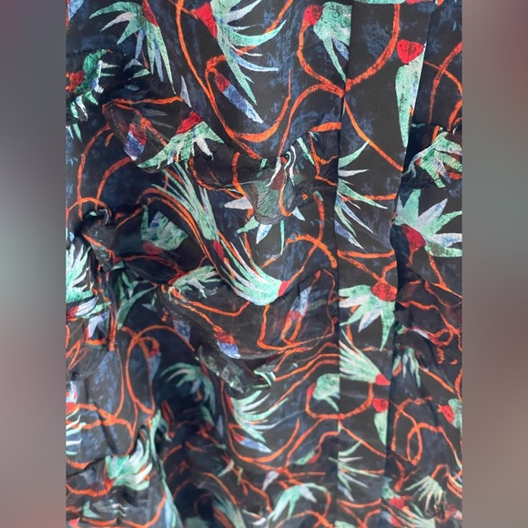 Saloni Tasha 100% Silk Tiered Navy and Red Printed Mini Dress - Picture 7 of 10